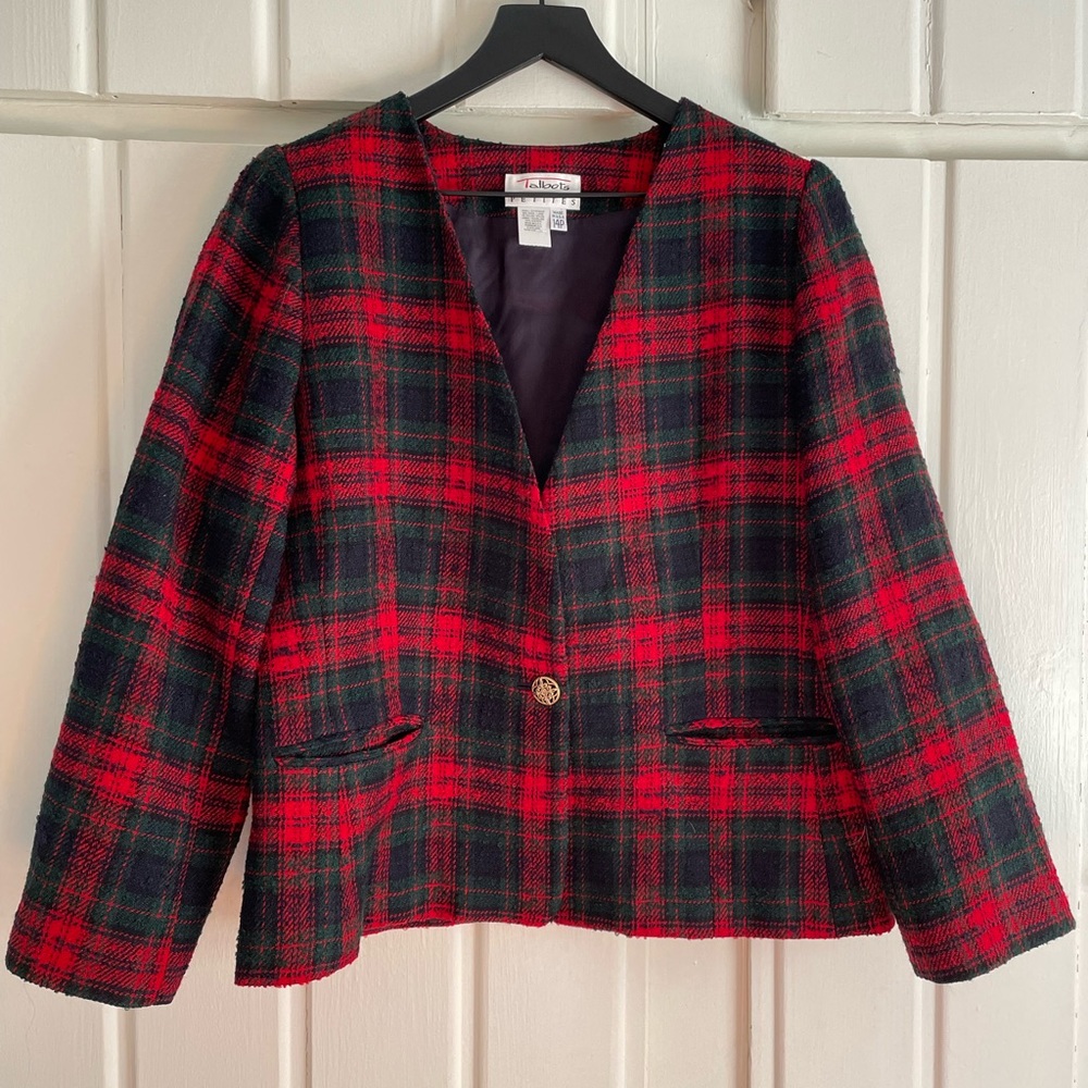 Talbots Red & Green Tweed Jacket